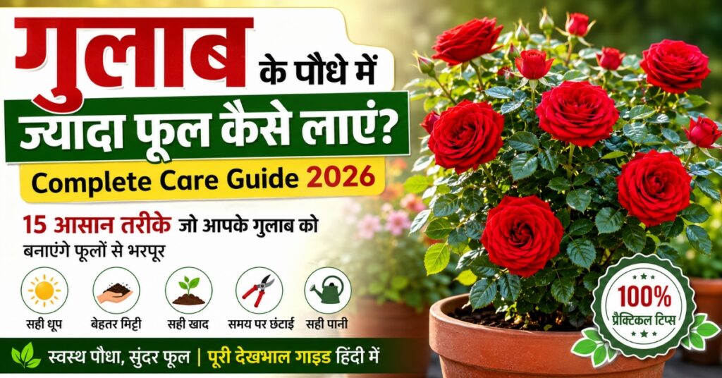 गुलाब के पौधे में ज्यादा फूल लाने के लिए सही खाद, धूप और देखभाल की जानकारी