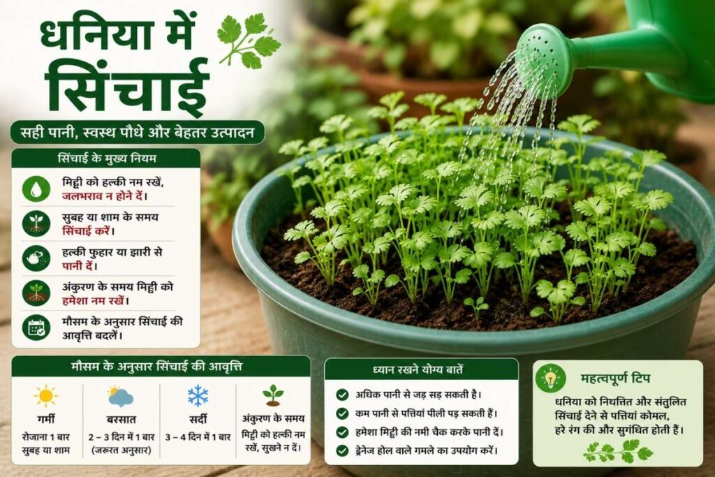 धनिया की सिंचाई का सही तरीका