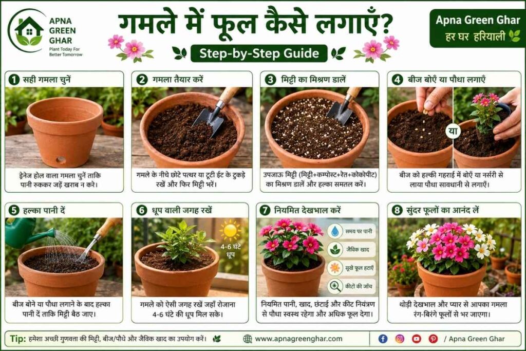 गमले में फूल उगाने की पूरी जानकारी