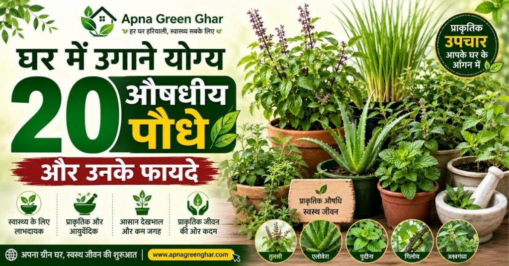 घर में उगाने योग्य 20 औषधीय पौधे और उनके फायदे