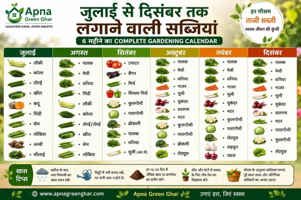 July to December Gardening Clander.