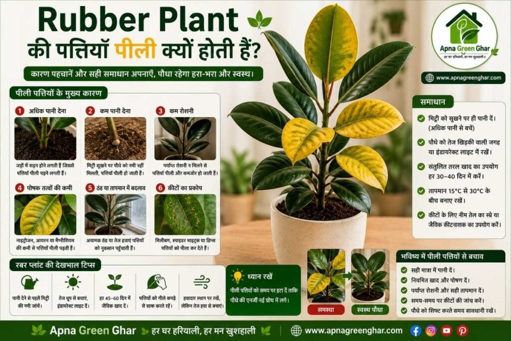 Rubber Plant में होने वाली सामान्य समस्याएँ और उनके समाधान